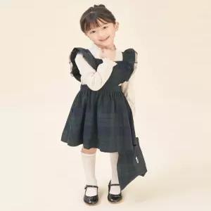 빈폴 키즈 에이프런형 체크 원피스&샤 헤어슈슈&미니 백 3SET 그린 (BI5871G01M)