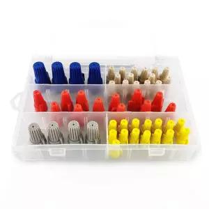 WAHSURE 50Pcs 전기 와이어 커넥터 트위스트 캡 스프링 인서트가 있는 날개 나사 너트 키트 6-22 AWG