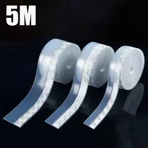 5M 도어 씰 스트립 자체 접착 창 씰링 테이프 방풍 먼지 날씨 홈 투명 방음