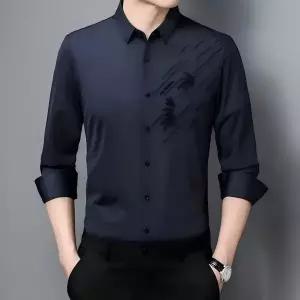 남성 고탄력 구김없는 스판 셔츠 슬림핏 라틴 셔츠 캐주얼 셔츠 아빠 남방 봄 가을