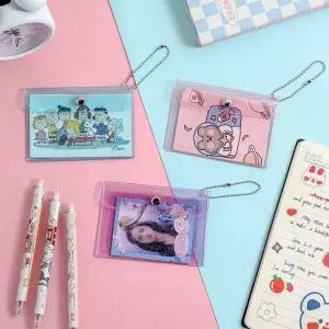 동전지갑 PVC 투명 글리터 카드 포토 지갑 젤리 포토 동전 미니 글리터 휴대용 지갑 명합 PVC