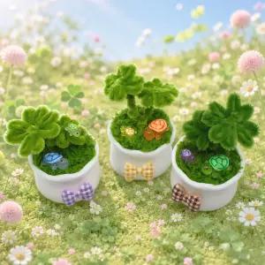 10인용 야광 행운거북이 네잎클로버 모루꽃 미니화분 만들기 모루 공예 미니어처 조화 DIY 봄이오나봄 키트