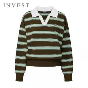 [인베스트] 오픈 카라 루즈핏 줄무늬 니트_INI5F1KT2061