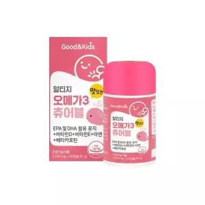 내츄럴플러스 굿앤키즈 알티지 오메가3 츄어블 90캡슐 비타민 아연 레몬맛 젤리타입