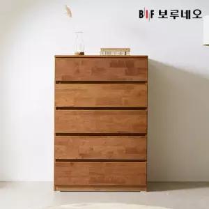 앳홈 테드 속깊은 브라우니 원목 800 5단 광폭서랍장 깊이500)