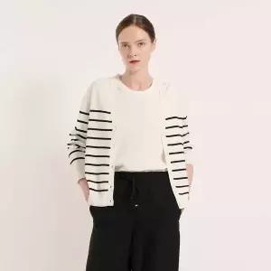 [BCBG] 스트라이프 브이넥 니트 가디건 B5M3K271