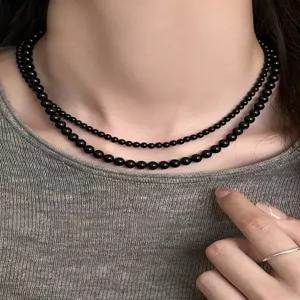 루리스 블랙 오닉스 볼 원석 실버925 목걸이 E68
