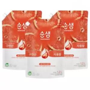 순샘 믹스앤매치 주방세제 구연산 자몽 1.2L파우치 3개