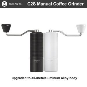 TIMEMO 밤나무 C2S 커피 그라인더 새로운 업그레이드 통합 금속 바디 휴대용 핸드 여행 캠핑에