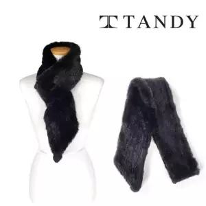 [탠디][탠디] TANDY 니팅사선밍크 검정 머플러