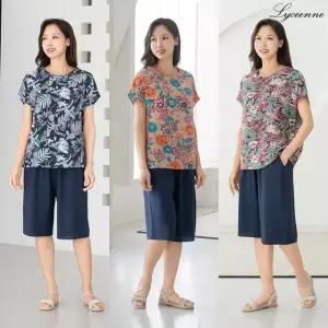 마담4060 가볍고 시원한 플라워 인견 4종세트(상의3종+하의1종)