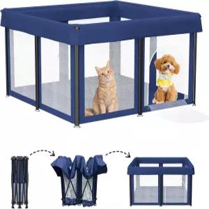 게이트가 있는 50x50x25.6인치 강아지 놀이펜 작은 위한 접이식 두꺼운 천이 반려동물 울타리 실내 야외용