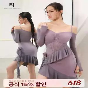 여성 라틴댄스복 연습복 라인댄스 드레스 데일리 무대의상
