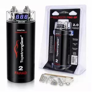 차량 오디오 시스템용 TOPSTRONGGEAR 2 패럿 디지털 전원 커패시터 LED 디스플레이가 장착된 고성능 전압