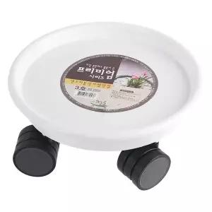 [RIZPICK]이동식 바퀴 원형 받침대 화분용 3호 화이트 플랜트받침 식물받침