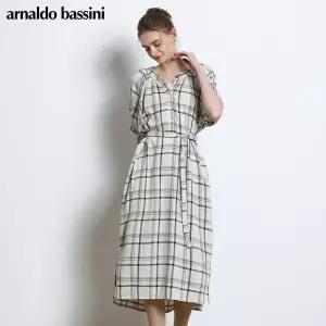 [아날도바시니(ARNALDO BASSINI)] 오버핏 체크 반팔 원피스 (택가격 218000원)