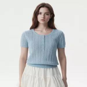 후아유 WHKAG2435F 남성 니트 울 Sk i Eyelet Pullover 6045573