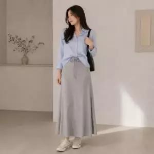 [텐바이텐][홍은]사이드 슬릿 스트링 면 롱 스커트