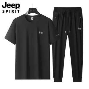 JEEP SPIRIT 남성 반팔 긴바지 세트 여름 트레이닝 운동복 캐주얼 스포츠웨어
