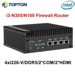 토포튼 인텔 N100 4포트 2.5G 팬리스 미니 소형 PC i226-V 2xCOM DDR5 NVMe 효율적인 냉각 솔리드 방화벽