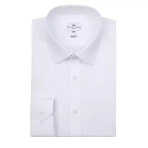 카운테스마라 브랜드관 스판 뱀부 트윌 솔리드 화이트 슬림핏 긴소매 셔츠 CDHZ1B5351A02648155