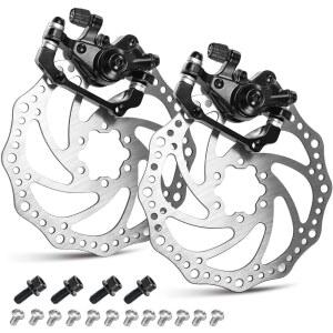 TOBWOLF MTB 케이블 디스크 브레이크 키트, 전 후 캘 와 160mm 로터 포함 | 포스트 마운트 디자인 스테인리스 스틸 2개 산악자전거, 접이식 자전거, BMX에 적합합니다