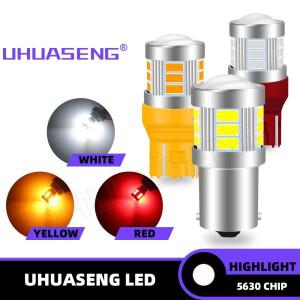 UHUASENG 2개입 12V 24V LED 전구 1156 7443 T20 P21W BA15S BAY15D WY21W R5W R10W 자동차 신호등