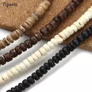 원형 천연 목재 스페이서 비즈 목제 기도용 DIY 목걸이 팔찌 보석 만들기 용품 5mm