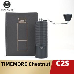 TIMEMORE 밤나무 C2S 수동 커피 그라인더 신 업그레이드 통합 금속 바디 휴대용 핸드 그라인더 여행 캠핑에 적합