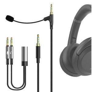 GEEKRIA 붐 마이크 헤드폰 케이블 SONY WH-1000XM6 WH-1000XM5 WH-1000XM4와 호환 최고급 착용감 3.5MM 잭 나일론 꼬임 교체용 게임 및 미팅용 (5.6FT)