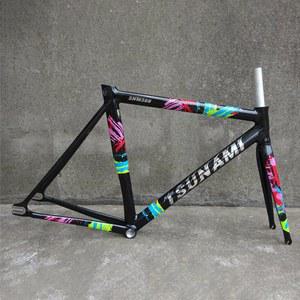 SNM300 블랙 52/55CM Fixie 자전거 프레임 6066 알루미늄 합금 프레임 레이싱 쓰나미 단일 속도 사이클링 트랙 프레임 및 포크