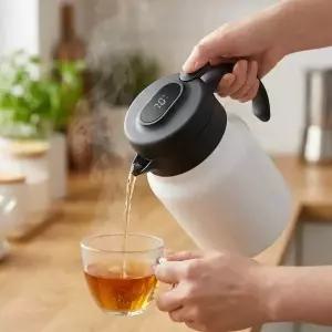 온도표시 보온주전자 900ml 화이트 차거름망주전자
