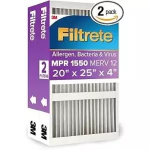 Filtrete 50.8x63.5x10.2cm 슬림핏 에어컨 필 PR 1550 MERV 12 AprilAire 캐리어 호환 2팩