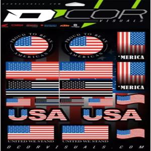 D cor Visuals USA 깃발 데칼 시트 더트 바이크 오토바이 및 ATV용 12밀 비닐 그래픽 키트 레이싱 스티커
