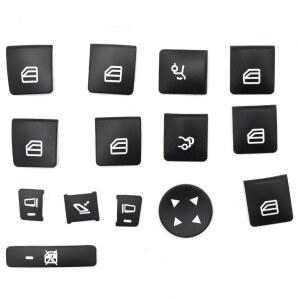낙스콜 14개입 메르세데스 벤츠 A클래스 W204 W176 A180 A200 A250 A45 2013-2018용 내부 도어 파워 윈도우 스위치 커버 트림 스티커 교체용 (블랙)