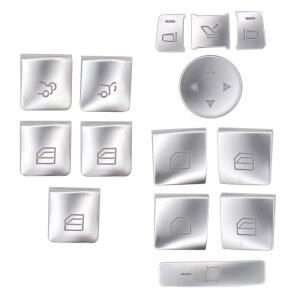메르세데스-벤츠 C180 C200 C230 C250 C280 C300 C350 C400 CLA GLA용 파트 도어 윈도우 스위치 베젤 캡 글라스 리프트 버튼 트림 커버 스티커 키트