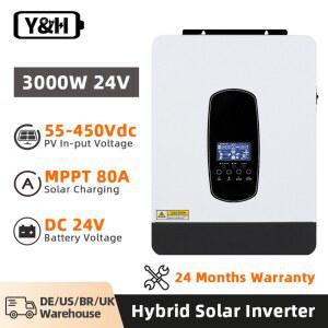 Y H 3KW 1.8KW 하이브리드 태양광 인버터 12V 24V 220V 오프그리드 순수 사인파 인버터 내장형 80A MPPT 태양광 충전 컨트롤러 WiFi