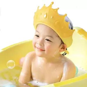 모니카선 부터 성인까지 사용 가능한 조절식 모자 샤워캡 방수 눈 보호용품 목욕용품 헤어 워시 노란색