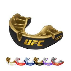 OPRO 골드 레벨 UFC 몰드형 마우스가드 프리미엄 핏 케이스 포함 (블랙/골드) 성인 및 용 복싱 마우스가드(MMA용) 스포츠 축구 하키용 간편 셀프핏 마우스가드 - 케이스 포함