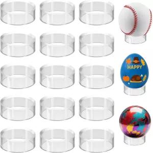 LIQWEI 15Pcs 클리어 야구 홀더 스탠드 디스플레이 원형 스피어 소프트볼 골프공 야구공 테니스공 케이스