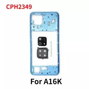 Oppo A16K CPH2349용 중간 프레임 하우징 베젤카메라 렌즈 및 측면 버튼 포함