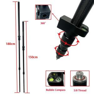 탄소 섬유 폴 74-180cm64-150cm 텔레스코픽 센터링 휴대용 RTK GPS 프리즘 측량봉 58x11 나사