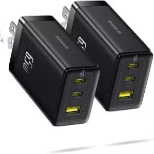 Baseus 2팩 65W USB C 충전기 블록 PPS 3포트 고속 컴팩트 브릭