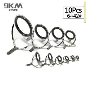 10Pcs 낚싯대 가이드 막대 수리 키트 라인 링 아이 세트 혼합 스테인레스 스틸 민물 바닷물 낚시 6 ~ 42 4 38mm