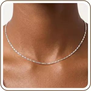 BLThing 925 여성용 스털링 실버 체인 다이아몬드 컷 1.5mm 팬시 랍스터 발톱 걸쇠 목걸이 엄마 여자친구를