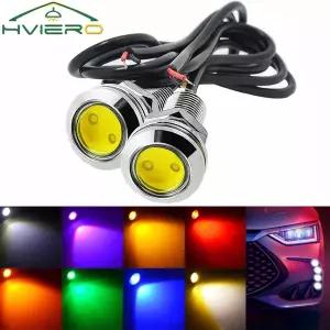 2Pcs Drl 18MM 자동차 독수리 눈 실버 쉘 DRL Led 주간 주행 등 LED 12V 백업 반전 주차 신호 자동차 램프