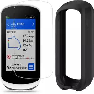 Garmin Edge Explore 2용 램쇼 호환 케이스 2+1 팩 강화유리 필름 실리콘 커버 검정 2장 - 2