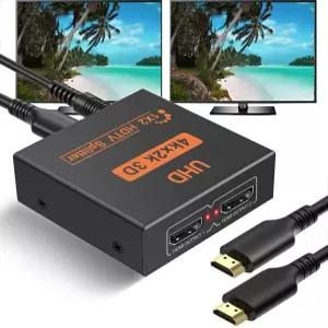 듀얼 모니터용 HDMI 4분할 4K 30Hz 분배기 USB to DC 전원 케이블 포함 2방향 PC/Laptop/HDTV/Projector용