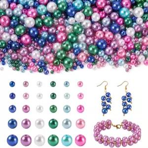 3000개 4-12mm 모조 진주 아크릴 비즈 다채로운 원형 인조 DIY 목걸이·팔찌·귀걸이 주얼리 제작 공예용