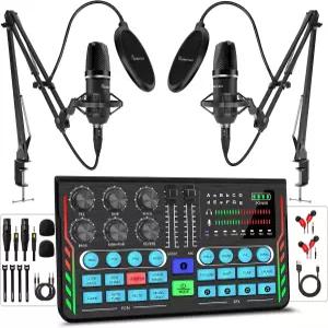 라이브 스트리밍 팟캐스트 녹음 게임 유튜브 틱톡 PC 스마트폰용 3.5mm 다이어프램 콘덴서 마이크가 장착된